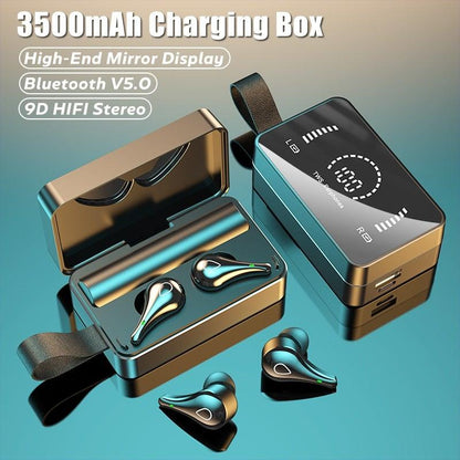 Apex Pro Wireless Earbuds with 3500mAh Mirror Power Bank Case