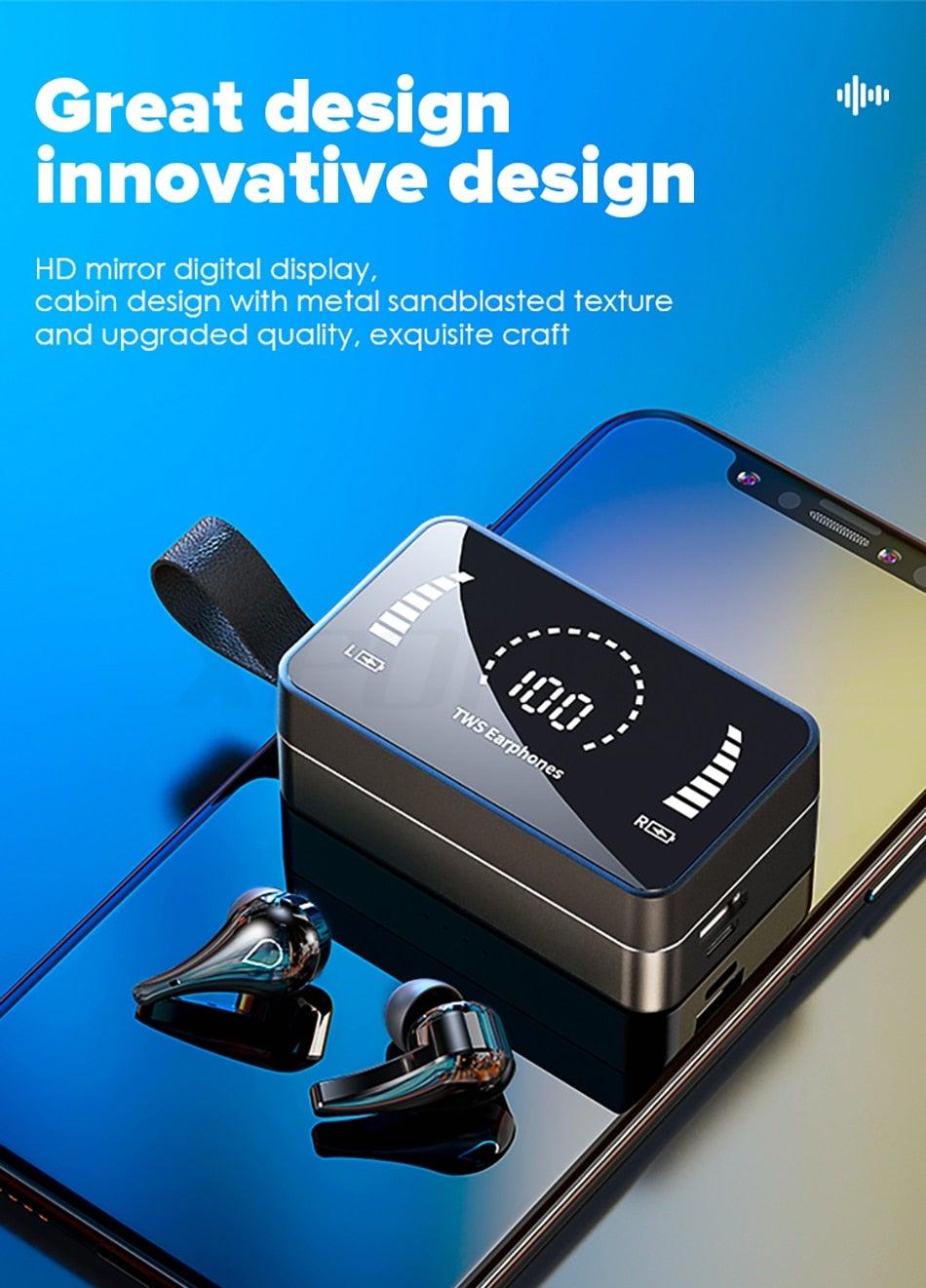 Apex Pro Wireless Earbuds with 3500mAh Mirror Power Bank Case